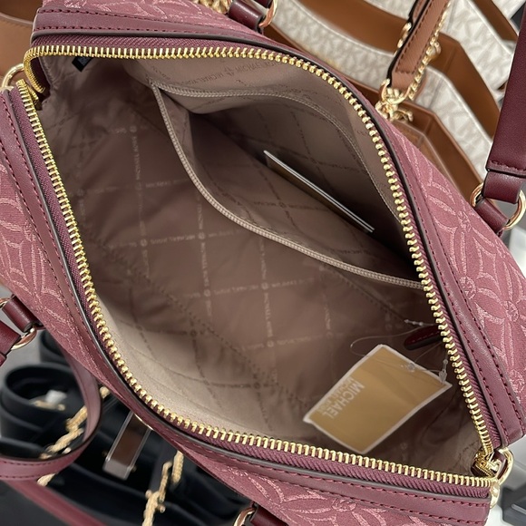 MICHAEL KORS JST TRAVEL MEDIUM DUFFLE SATCHEL SHOULDER CROSSBODY BAG MK OXBLOOD - Picture 15 of 16